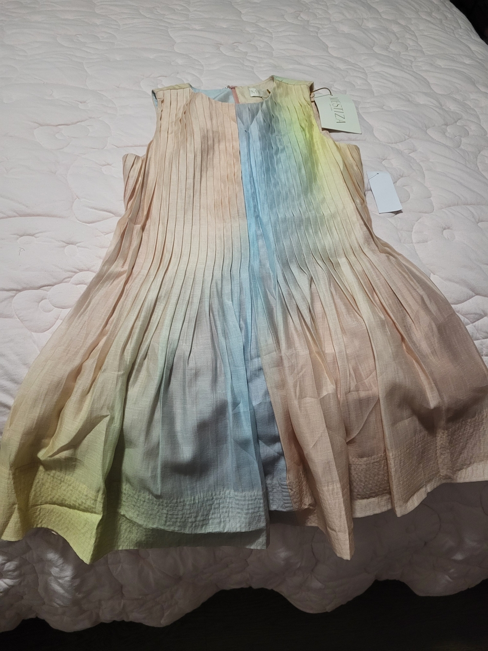 Mestiza Ombre Pleated Pastel Rainbow Dress - Multi-Color